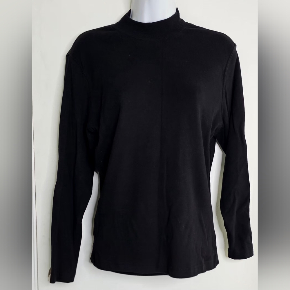 St. Michael Vintage 1990s Black Mock Neck Long Sleeve Top Size UK 12 (US 8)
